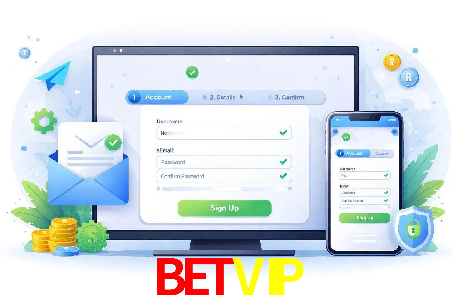 Registro de nuevo usuario y configuración de cuenta BETVIP